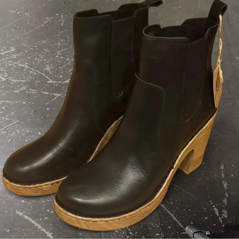 Born Black and Tan Heeled Boots